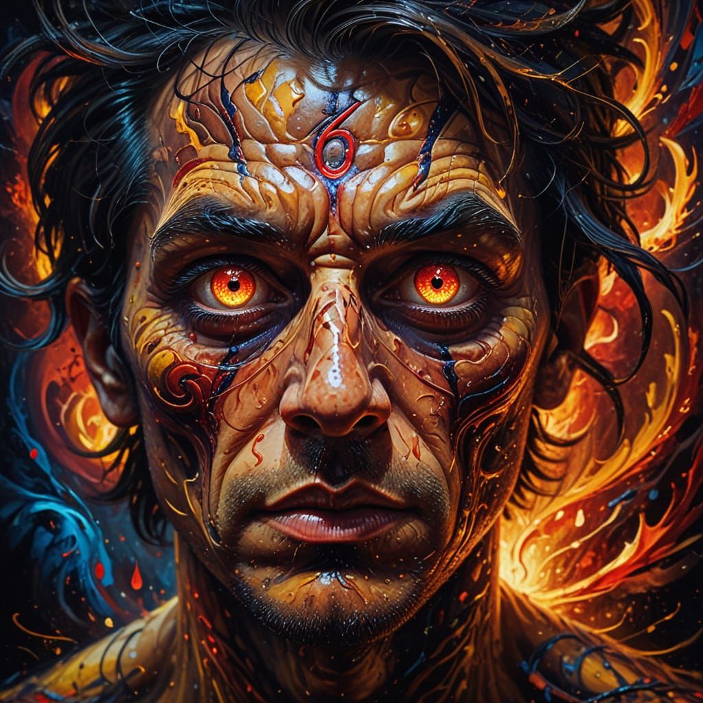 Surrealist Oil Painting of Hexakosioihexekontahexaphobia