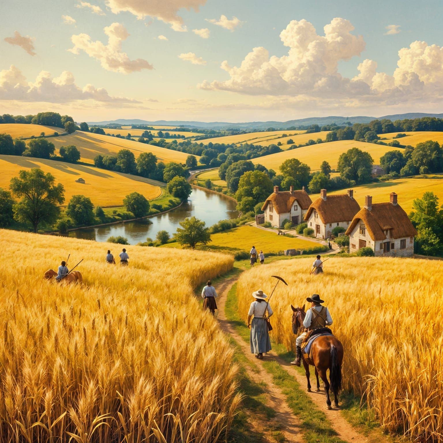 Medieval England Harvest: Golden Fields & Villages