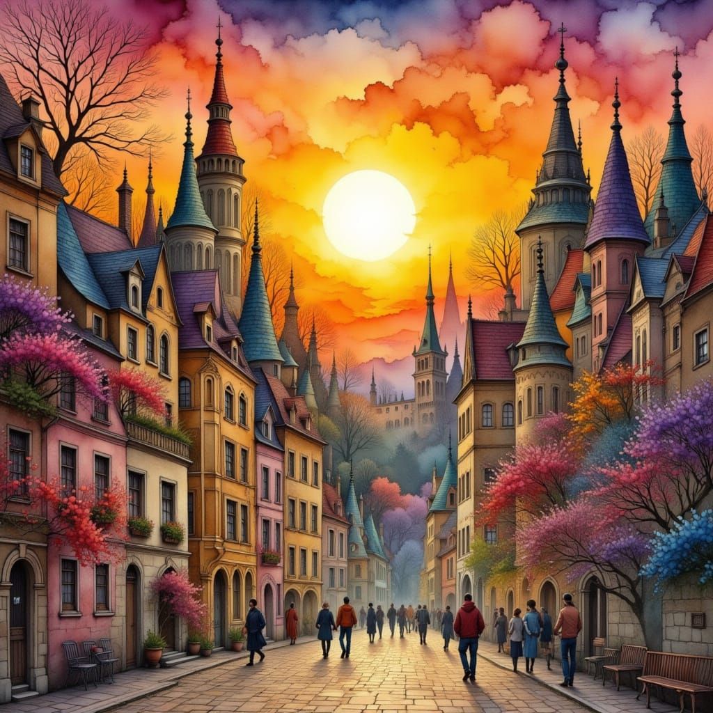 Because of the nearby university, students often wander the streets in this medieval European town.