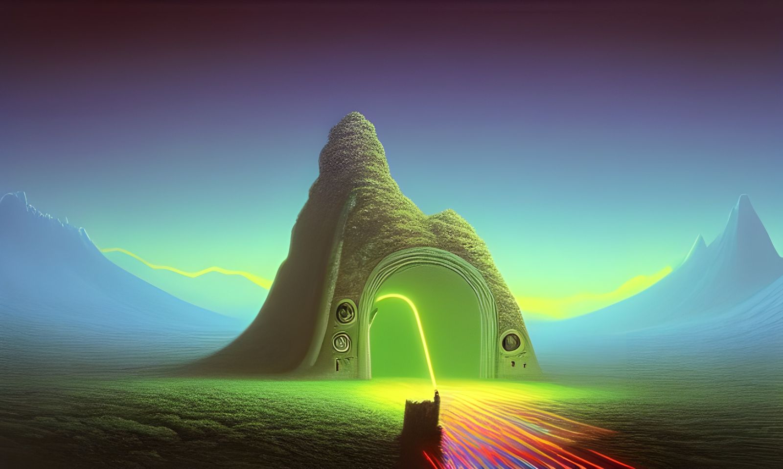 Epic Fantasy Dungeon Portal with Neon Lights