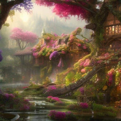 Enchanting Fairy Cottage in Hyperdetailed Landscape