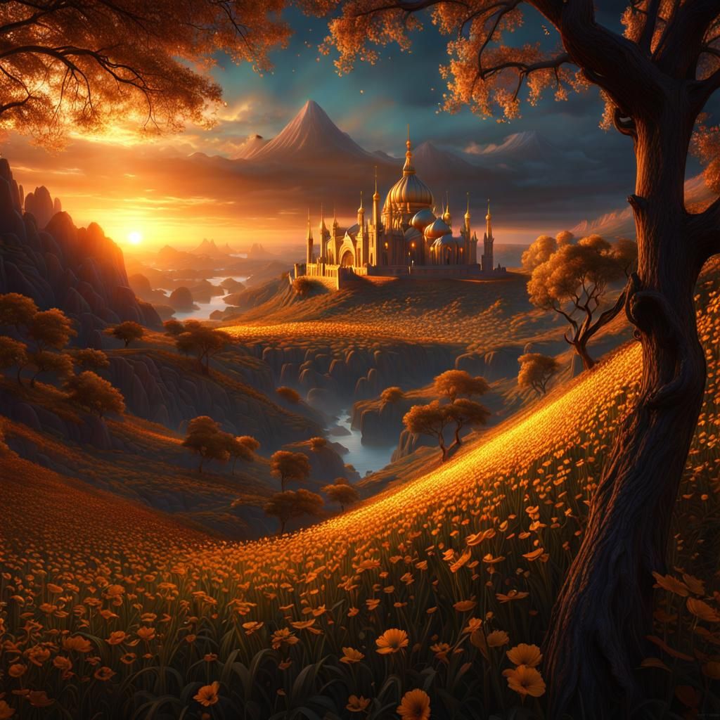 Sundown, dazzling day