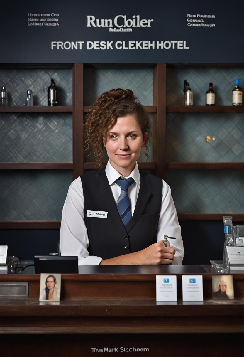 Close-Up Portrait of Hotel Clerk with Key