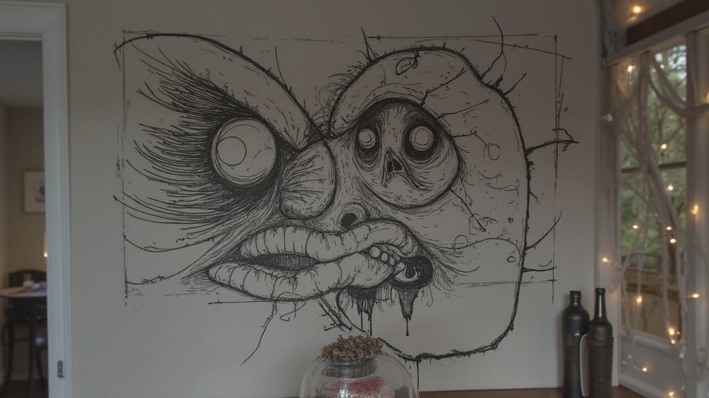 Surreal Sketch Enhanced with Dark Shadows and Matte Effect