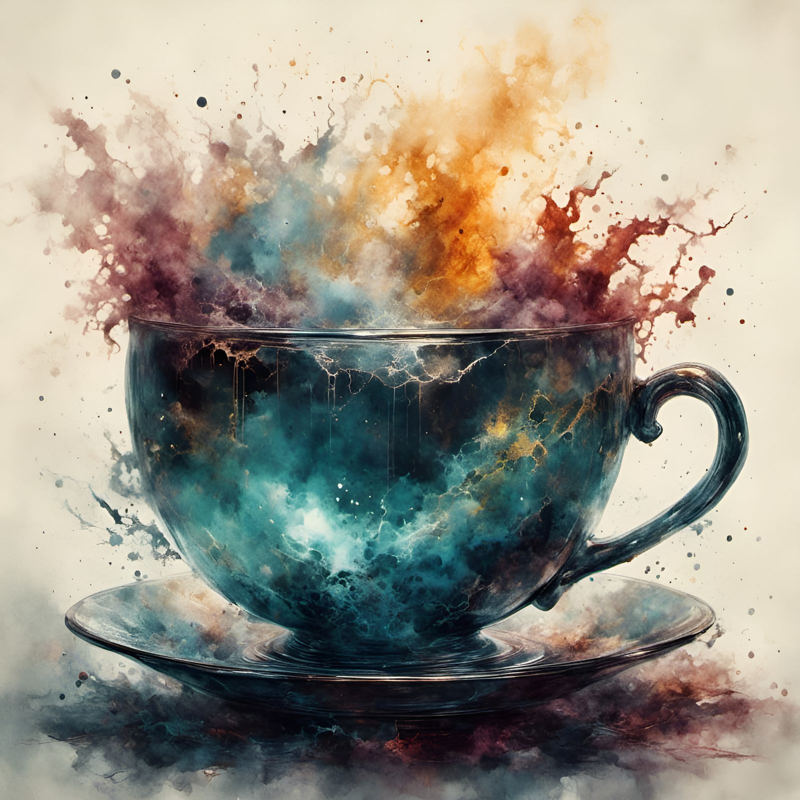 Stormy Teacup with Inky Halo