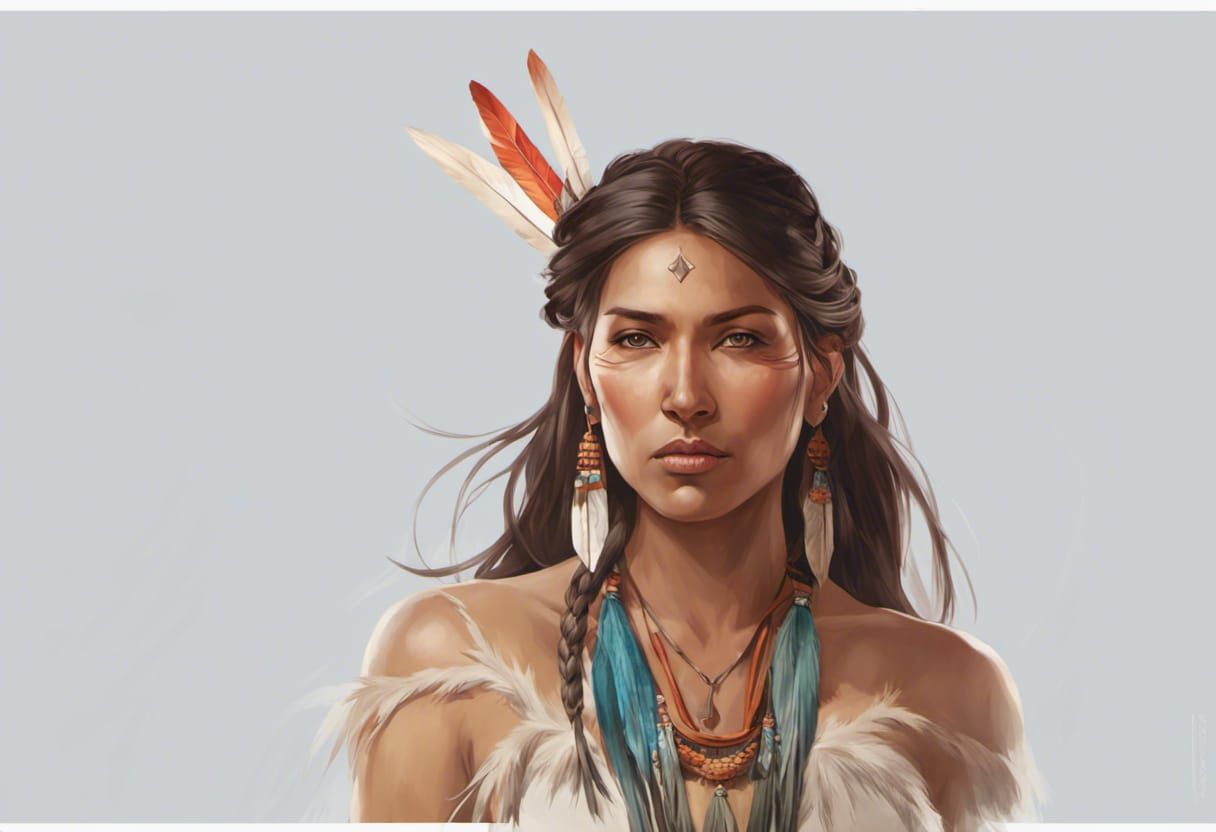 Native American Woman Portrait in Digital Art Style