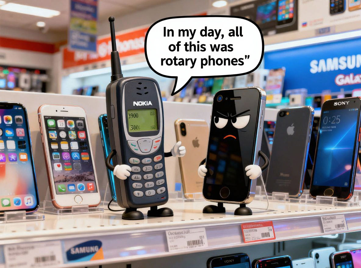 Nokia 3010 Argues with iPhone on Store Shelf