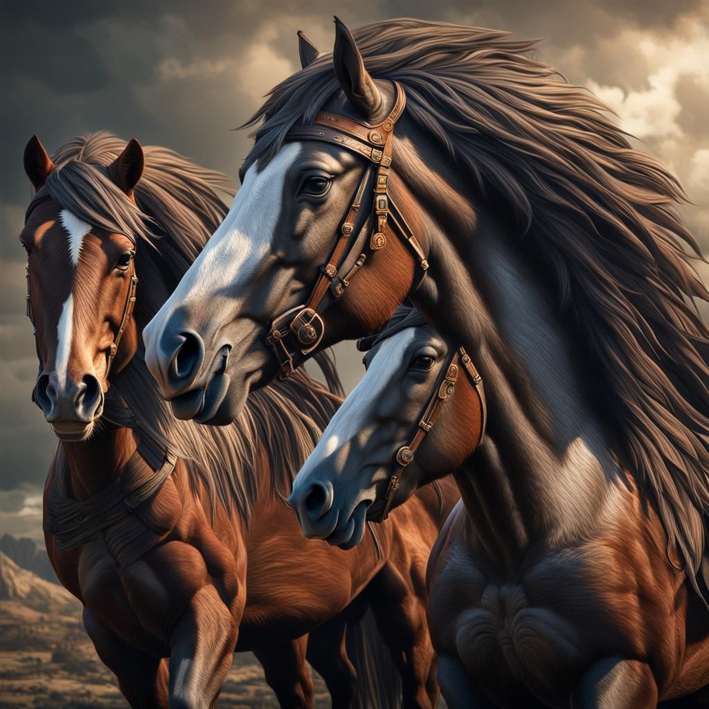 Horses and Eagles in Hyperrealistic Detail