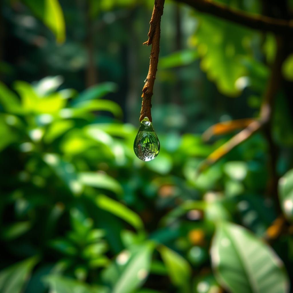 Vibrant Rainforest Droplet in Emerald Foliage