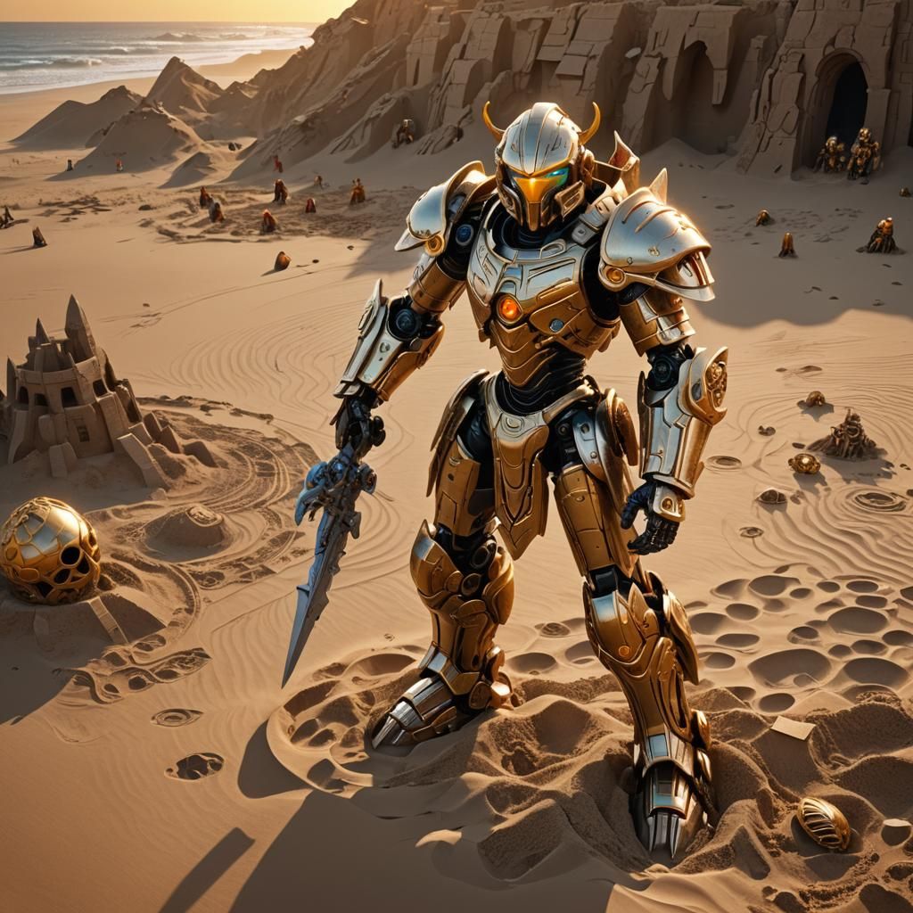 Bionicle Warrior in Golden Hour Sandcastle Realm