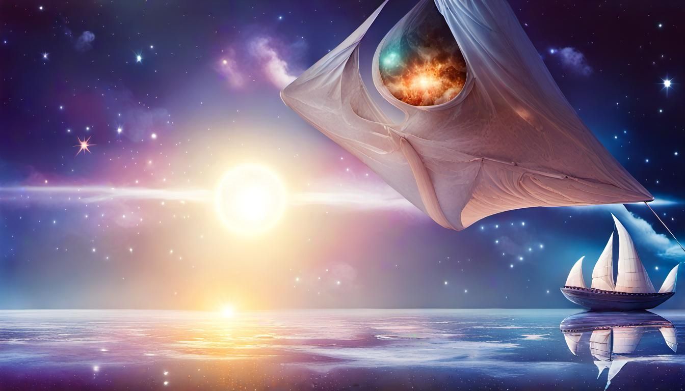 Ancient Alien Spaceship Sun-Sail: Cosmic Illustration
