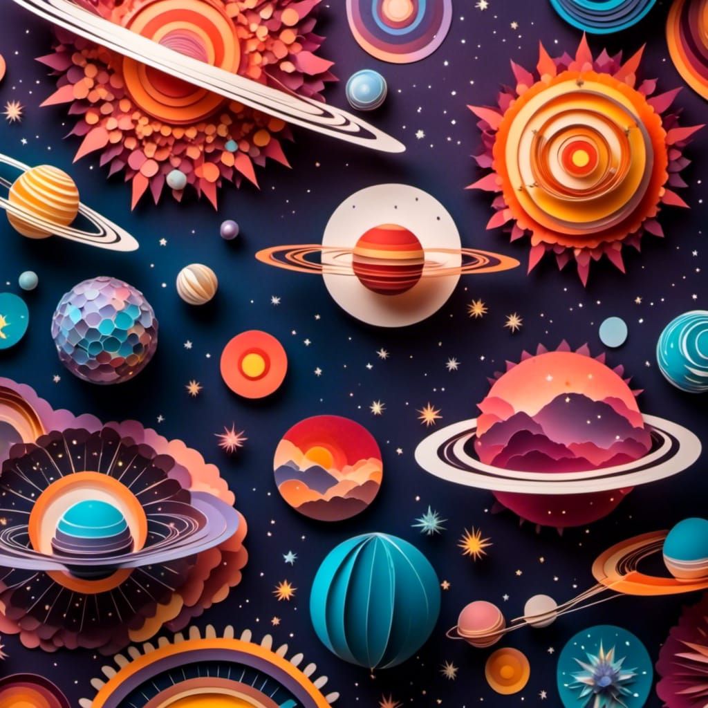 Polychromatic Kirigami Orrery of the Cosmos