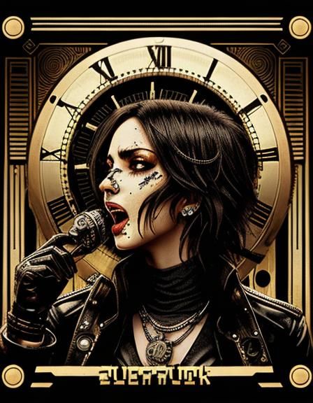 8-bit Clockpunk Scream in Dystopian Art Deco Style