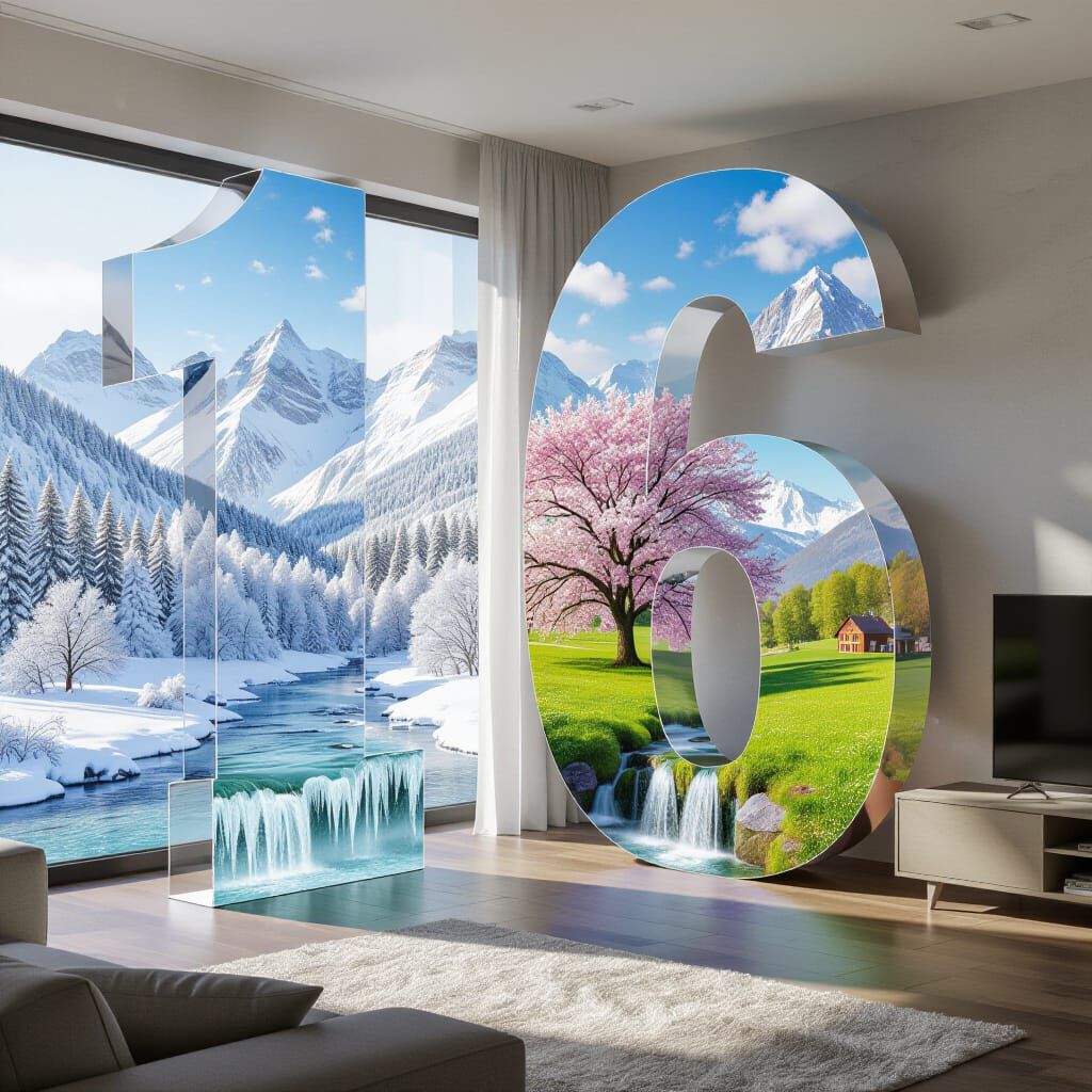 Seasonal Landscapes Encased in Acrylic Numerals