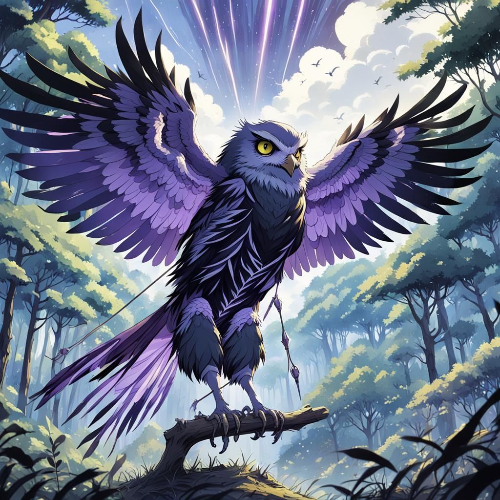 Aarakocra Archer in Ghibli Anime Style