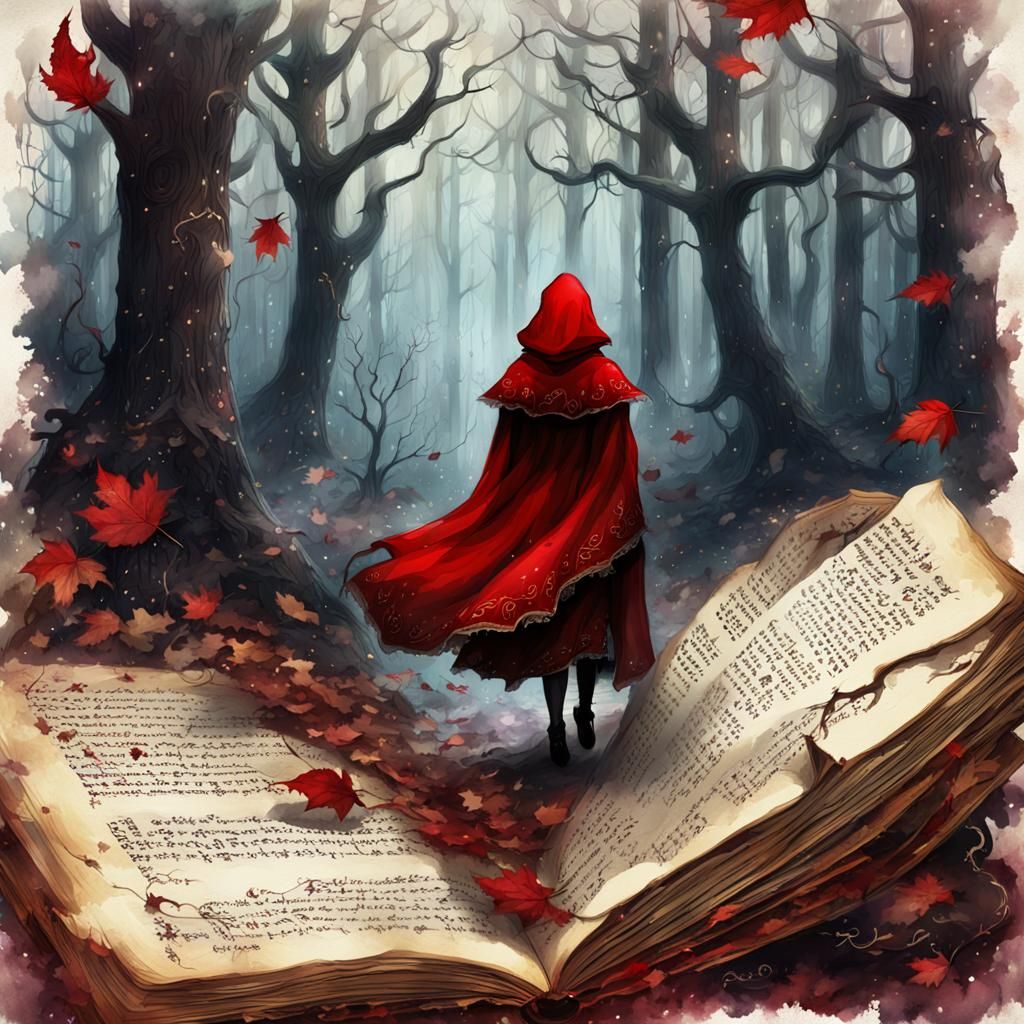 Little Red Riding Hood Fairytale in Watercolor