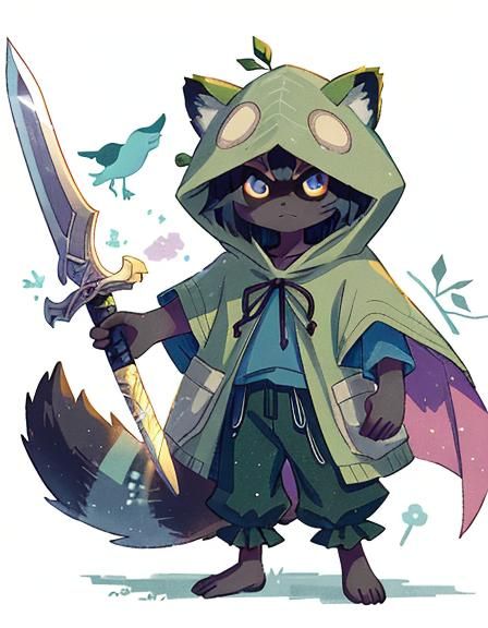 Lofi Raccoon Knight in Mystical Forest