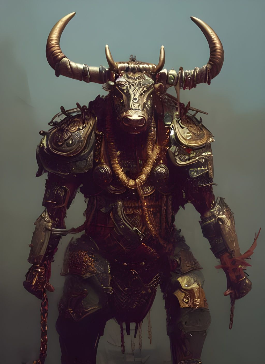 Detailed Minotaur in Armor: Fantasy Art Masterpiece