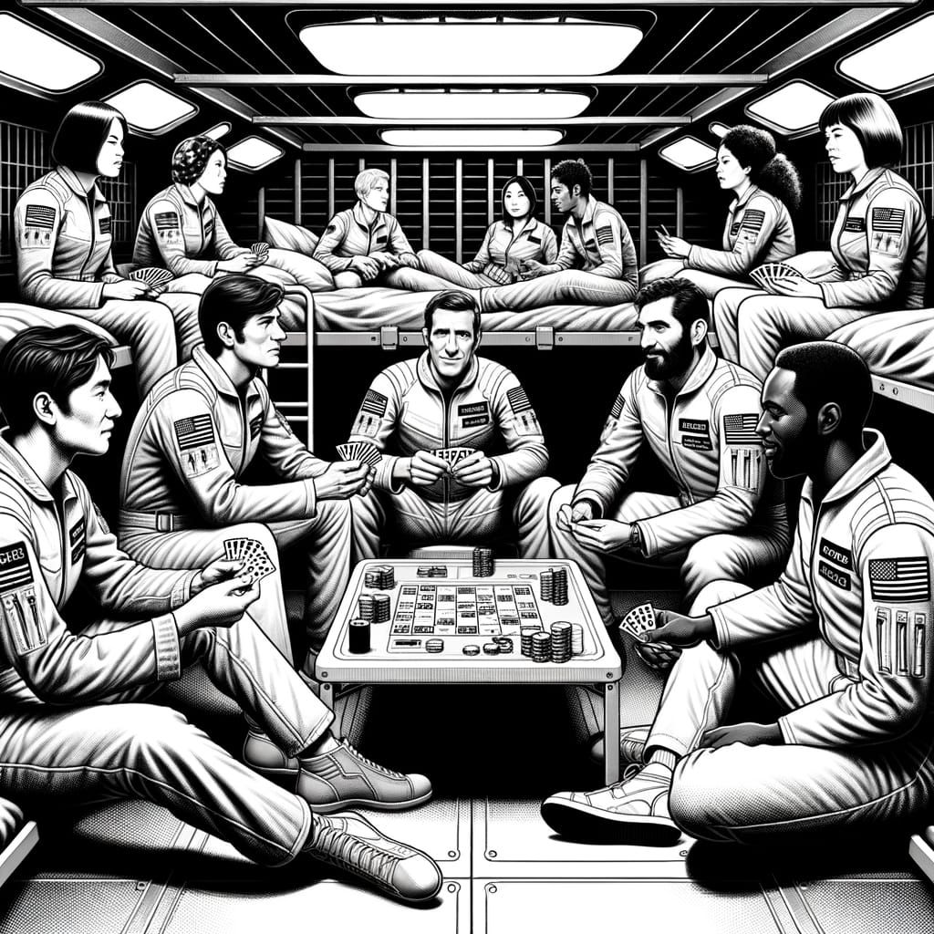 Retro-Futuristic Space Station Jail Cell in Black and White ...