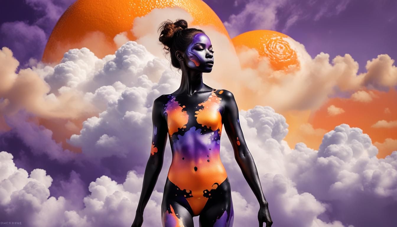 Oranges and Clouds: Street Art Body Painting