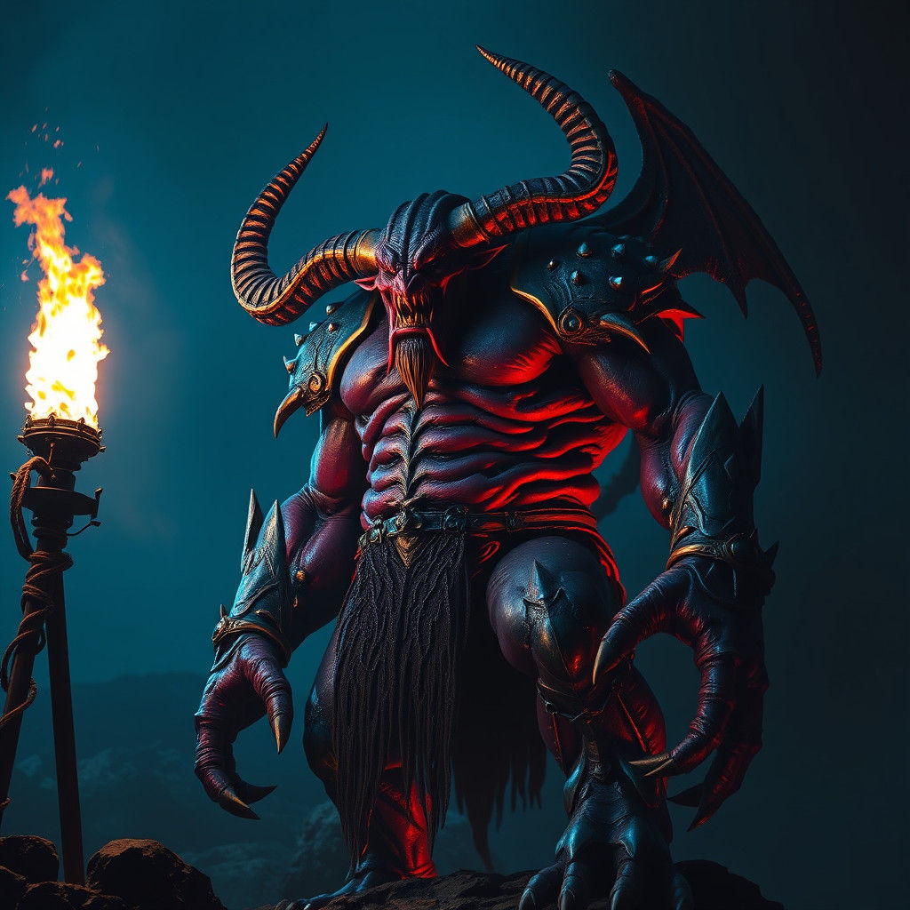 Towering Demon Ogre in Dark Fantasy Style