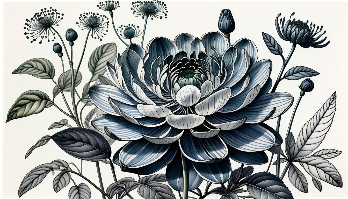 Botanical Ink Drawing: Delicate Plant Life Art