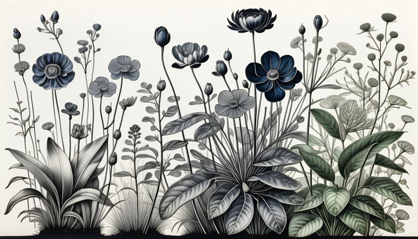 Botanical Ink Drawing: Delicate Plant Life Art