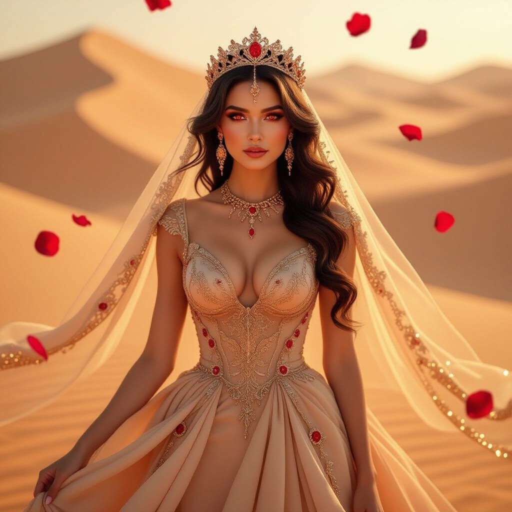 Desert Rose Princess with Ruby Embroidery in Fantasy Style