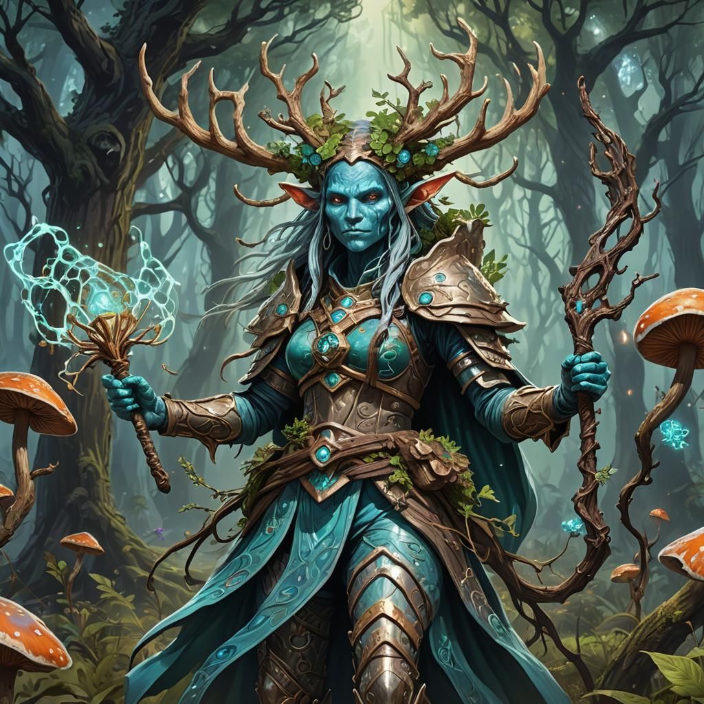 Fungi Leshy Cleric in Pablo Amaringo Style