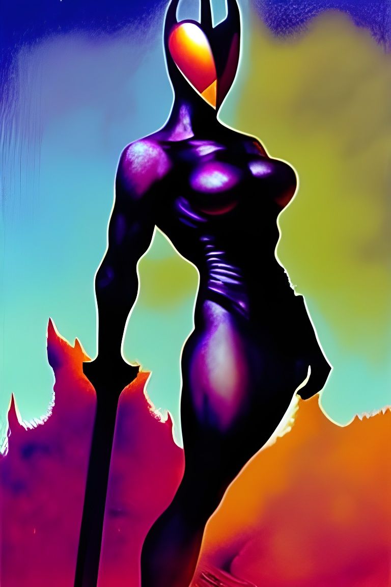 Colorful Killer Queen in Dark Fantasy Style