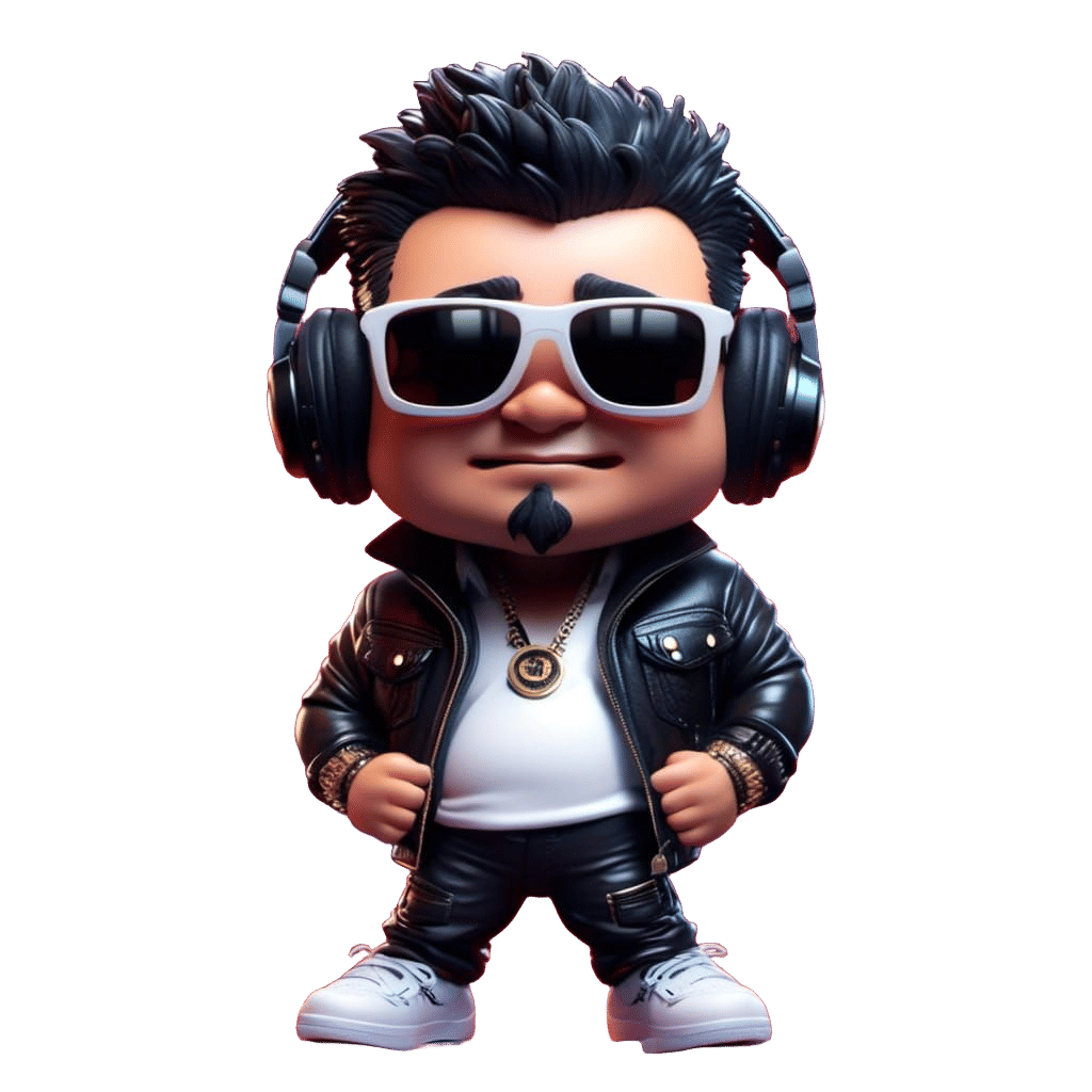 Chibi DJ Vinyl Toy Figure in 3D Rendering