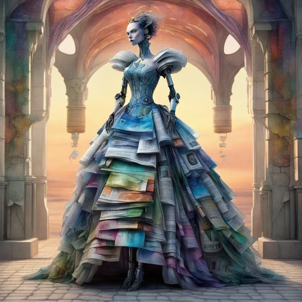 Robot in Recycled Dress: Art Nouveau Fantasy
