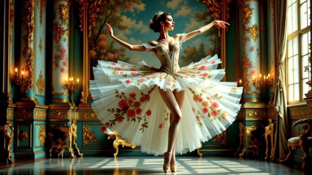 Ethereal Rococo Dancer in Balletic Motion