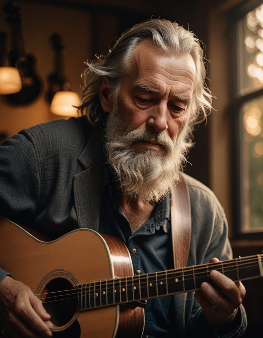 A Soulful Moment: An Older Musician's Emotive Expression