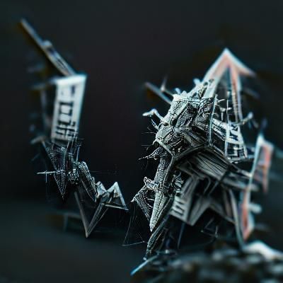 Hyperdetailed Geometric Organism in Black and White Ink