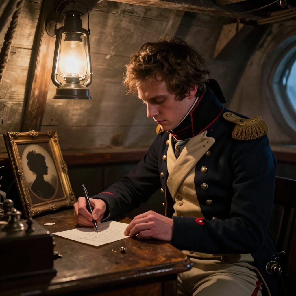 Napoleonic Lieutenant Writes Letter Home on Frigate