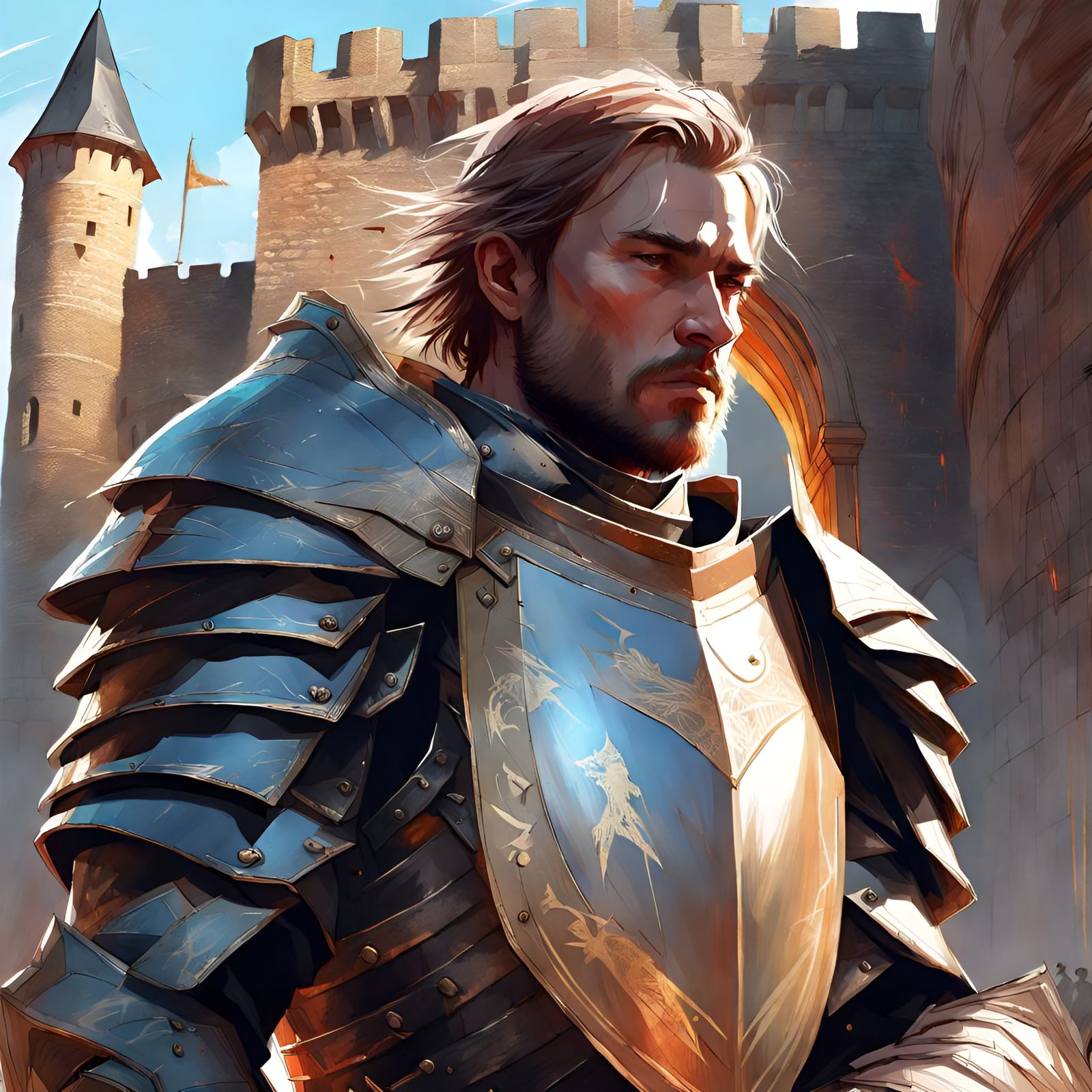 Imposing Knight Portrait in Detailed Digital Art Style