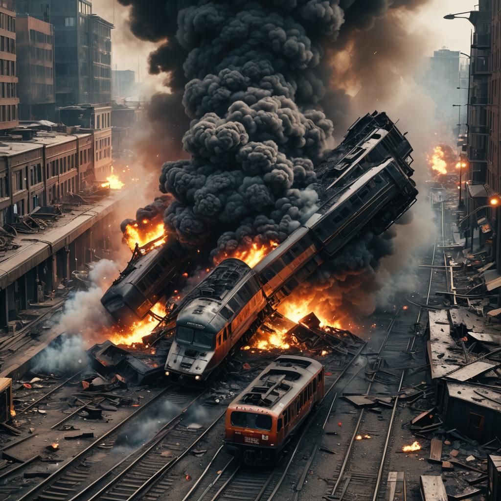 Hyper-Realistic Train Derailment Disaster in City Center