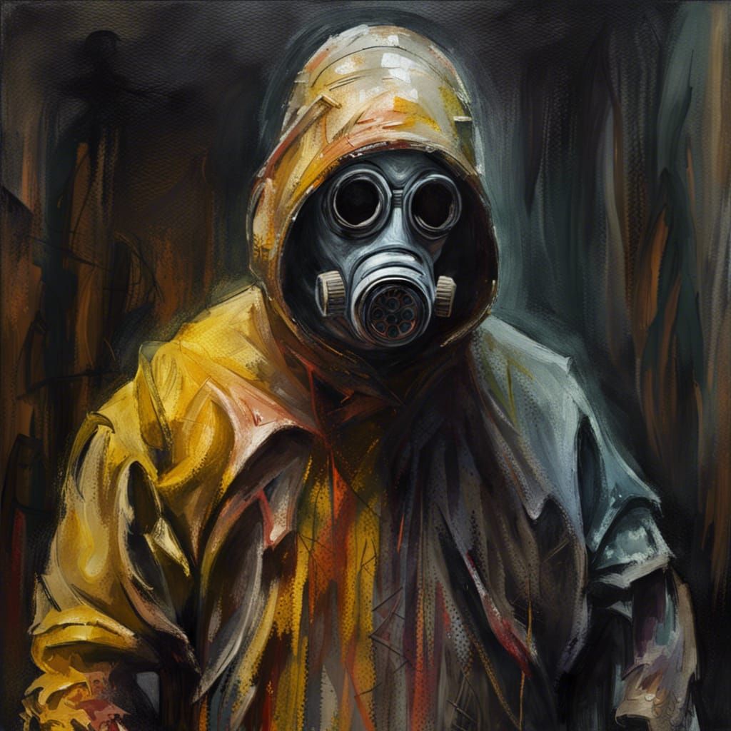 Hazmat Suit Portrait in Gothic Impressionist Style