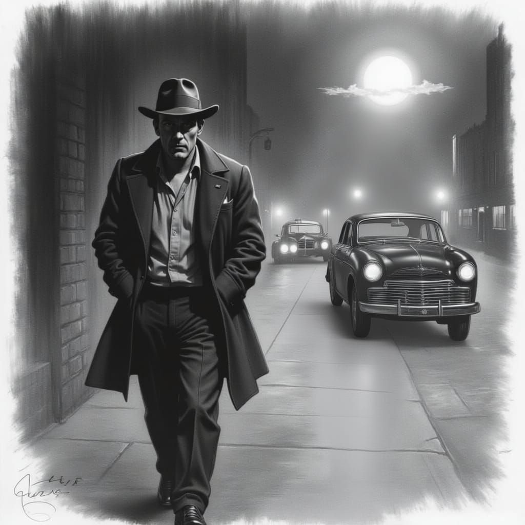 1930s Noir Portrait of Jonas with Fedora and Colt 44