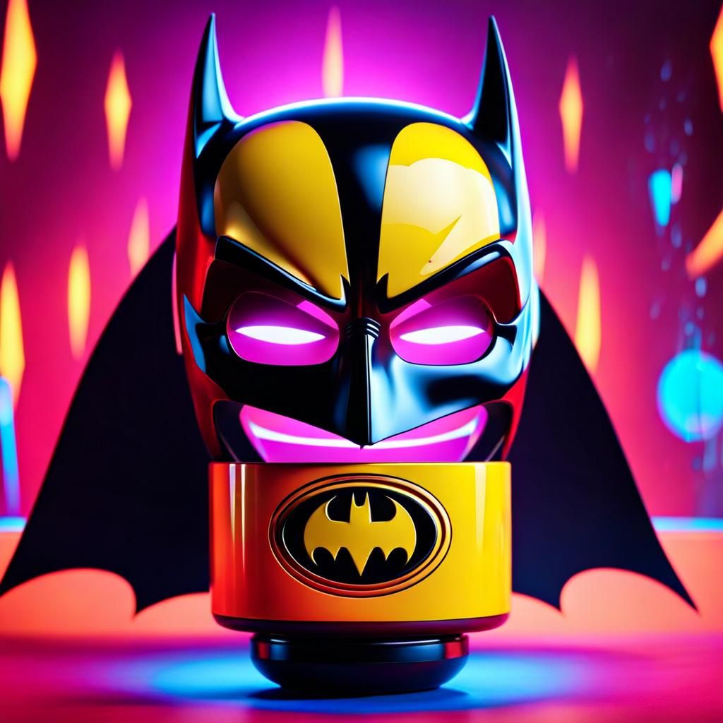 Cartoon Batman Battery with Electric Energy Background