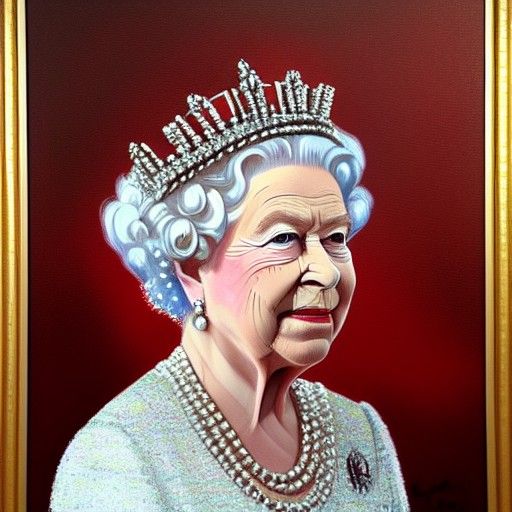 Queen Elizabeth II Portrait in Oil Painting Style