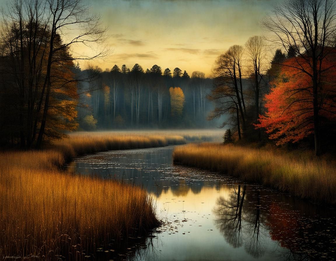 Autumnal Dawn Transition in Painterly Style