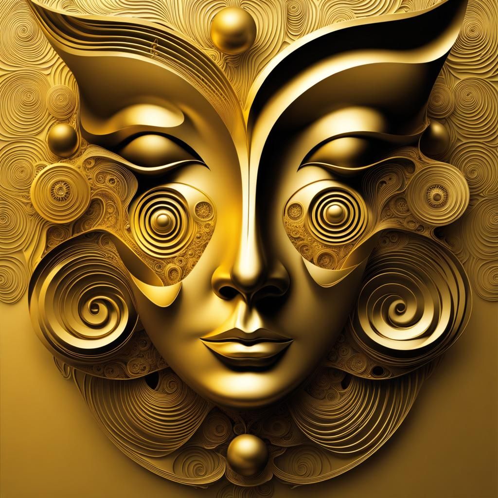 Surreal Gold Face in Salvador Dali Style
