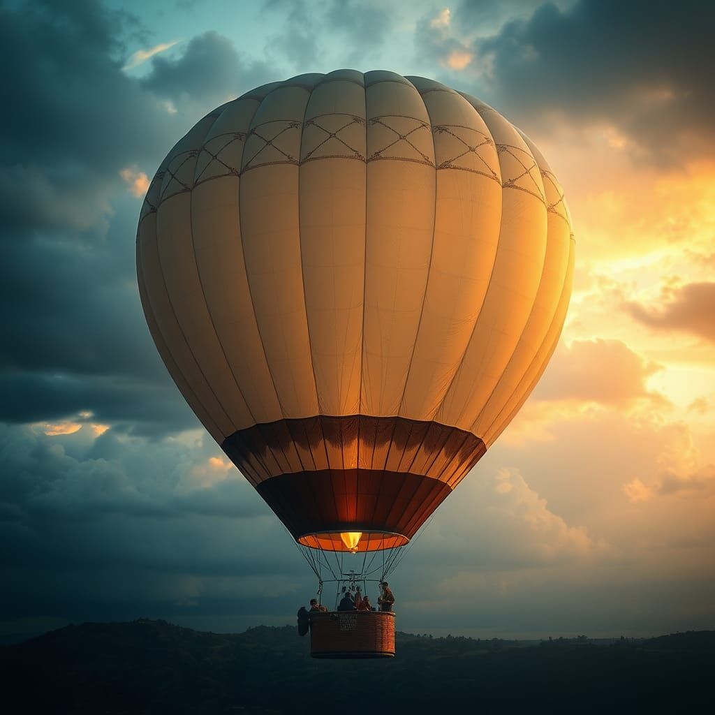 Transparent Hot Air Balloon in Atmospheric Golden Light