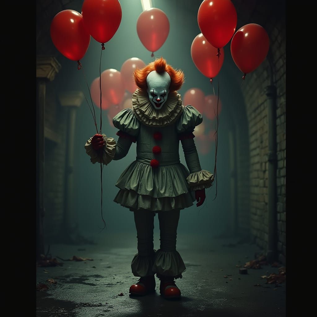 Pennywise in Sewer: Dark and Ominous Greg Rutkowski Style