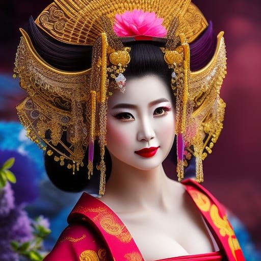 Geisha Goddess in Matte Painting Style