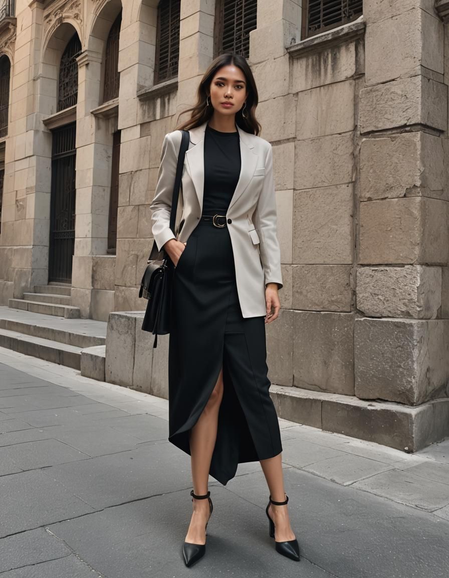 Attractive Spanish Thai Girl in Black Skirt