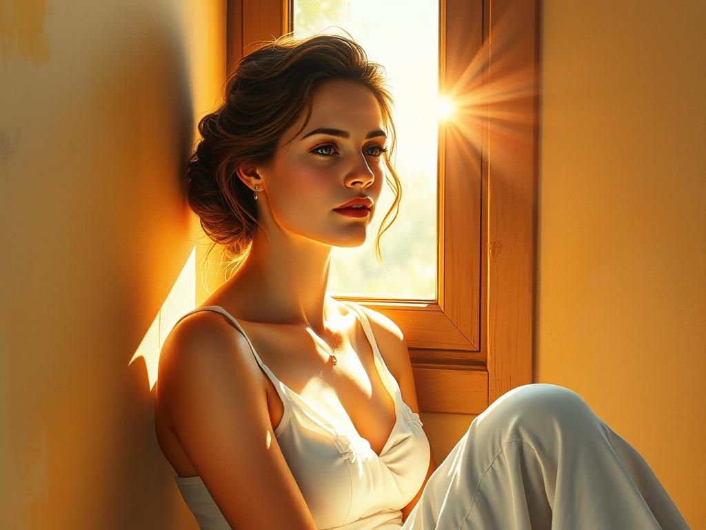 Sun-Drenched Portrait in Watercolor and Pastel