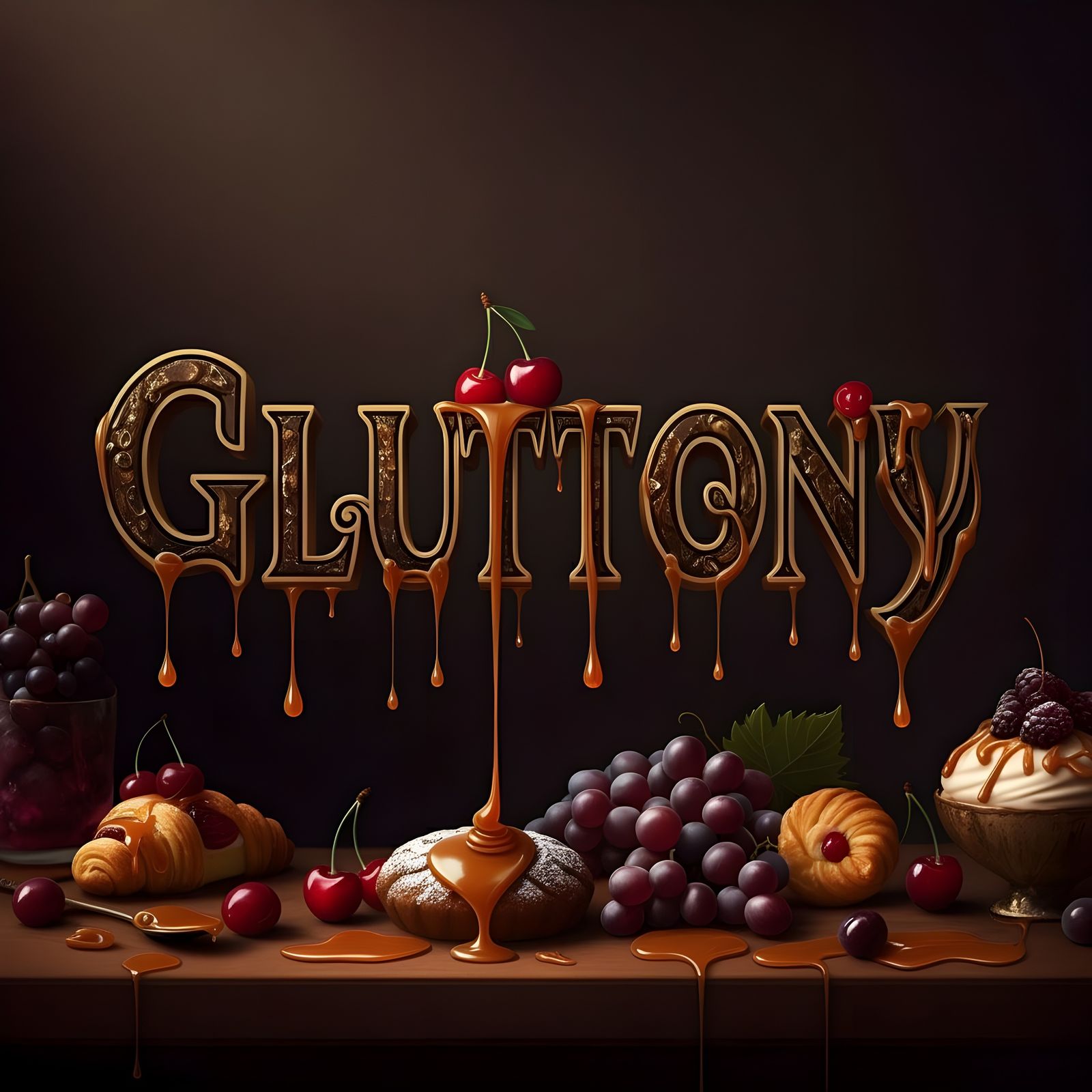 Gluttony Word Art in Thematic Typography